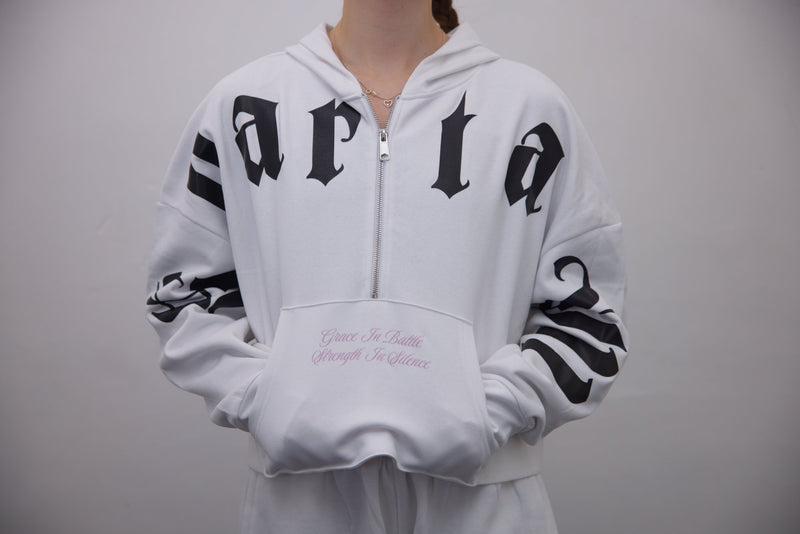 Half Zip Hoodie - Black Cross Print - SpartaV11