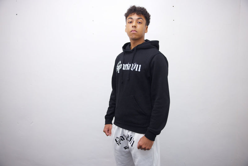 Hoodie - Black/White Print - SpartaV11