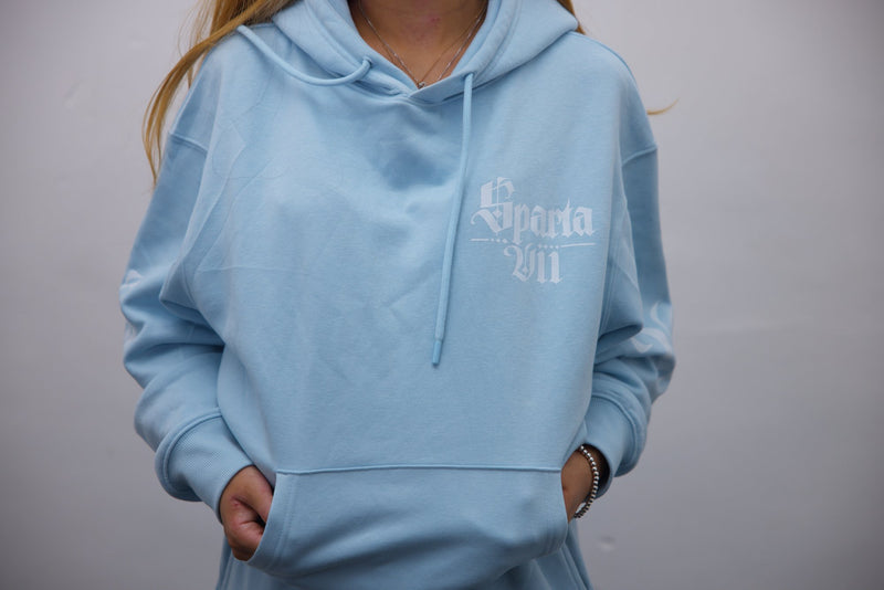 Hoodie + Joggers - Light Blue/White Print - SpartaV11