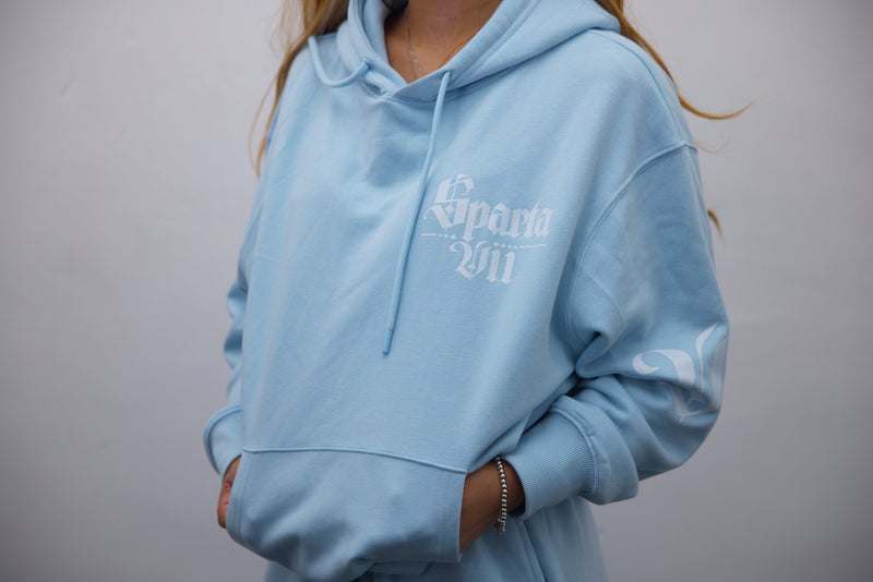 Hoodie + Joggers - Light Blue/White Print - SpartaV11