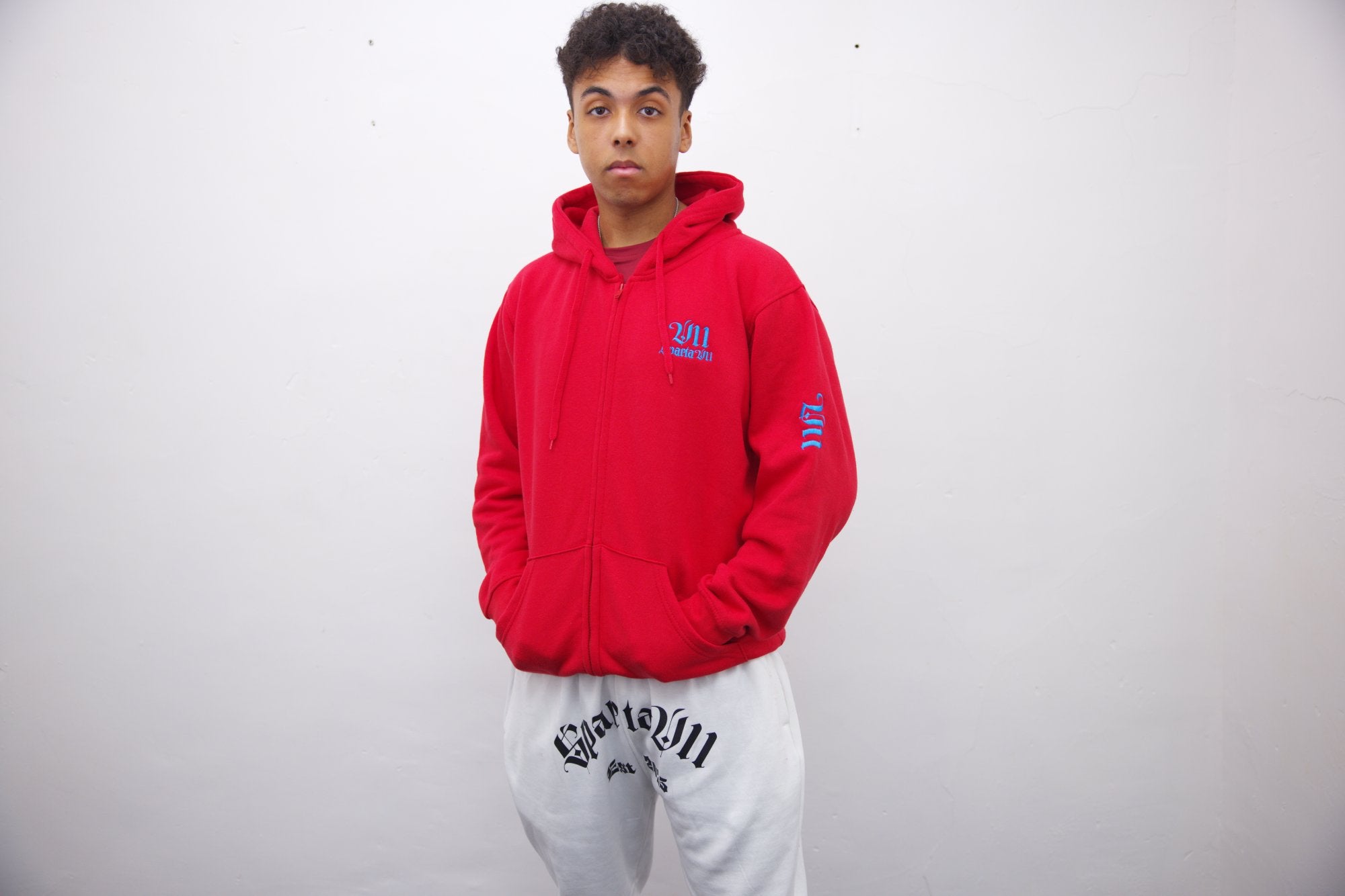 Hoodie - Red/Blue Embroidery