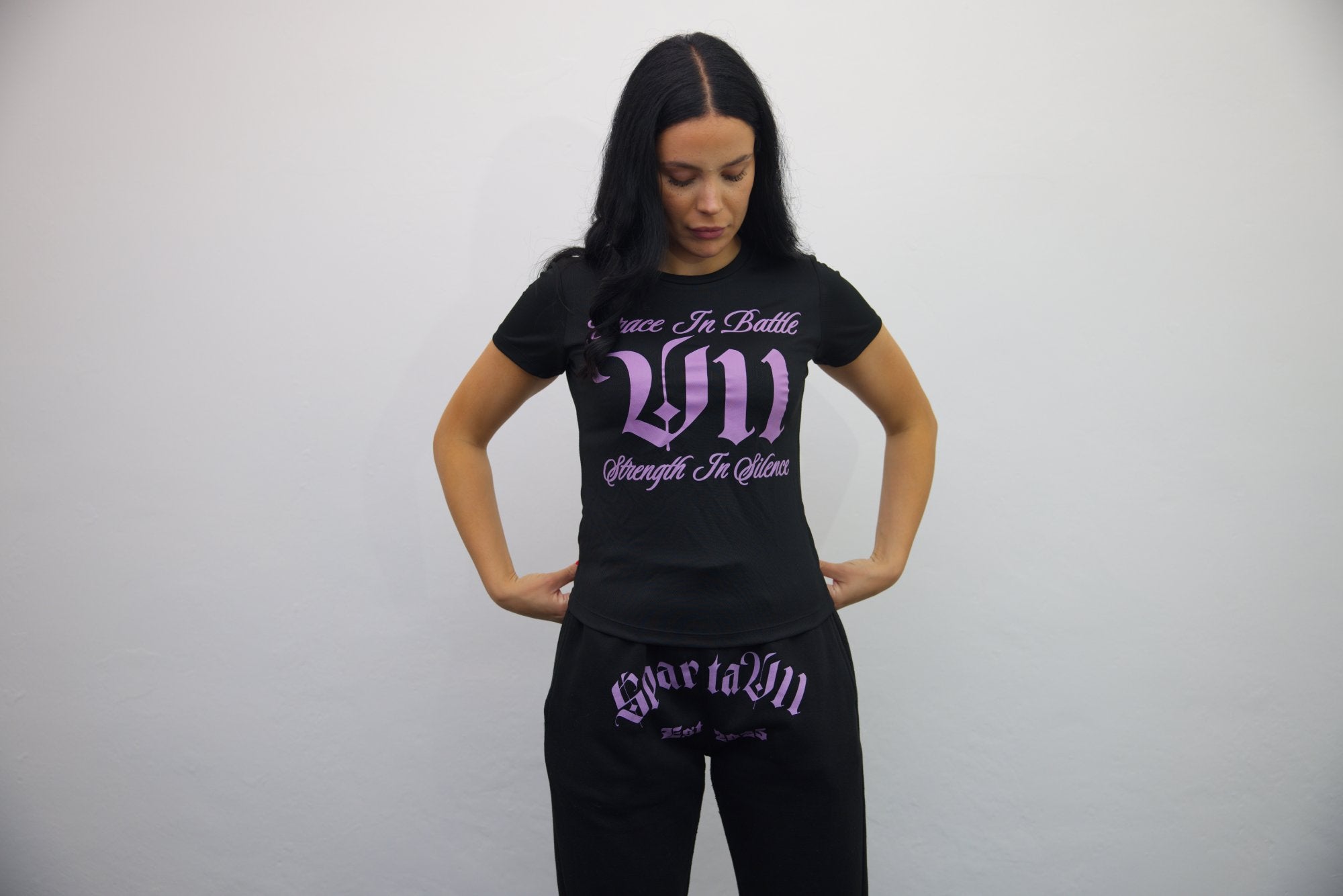 Joggers - Black/Light Pink Print - SpartaV11