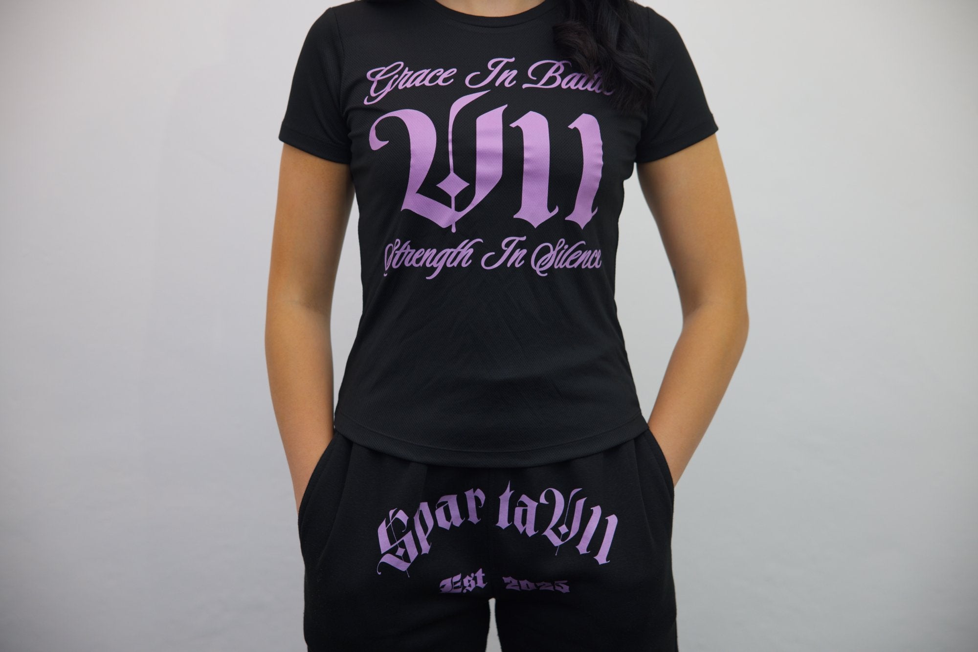 Joggers - Black/Light Pink Print - SpartaV11