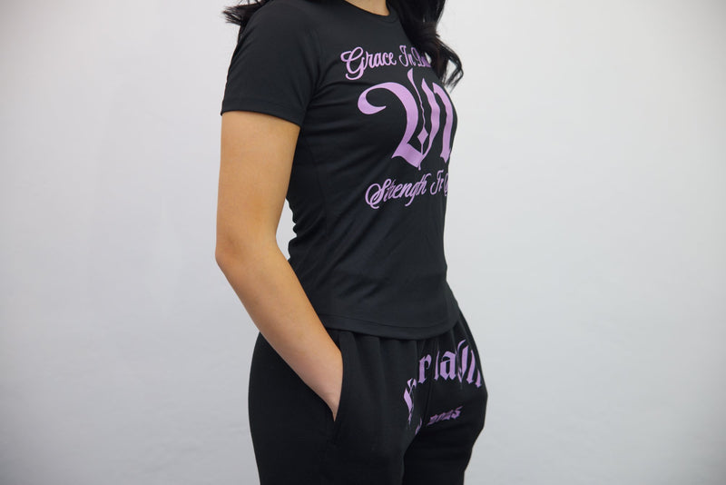 Joggers - Black/Light Pink Print - SpartaV11