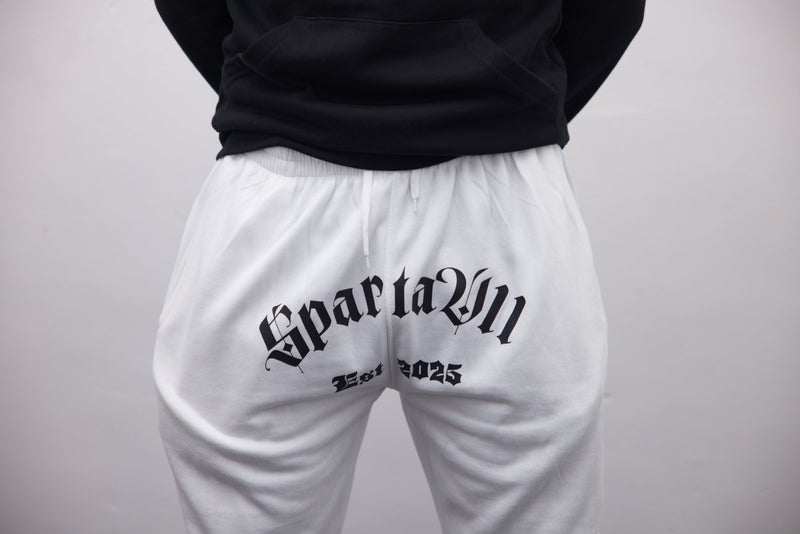 Joggers - White/Black Cross Print - SpartaV11