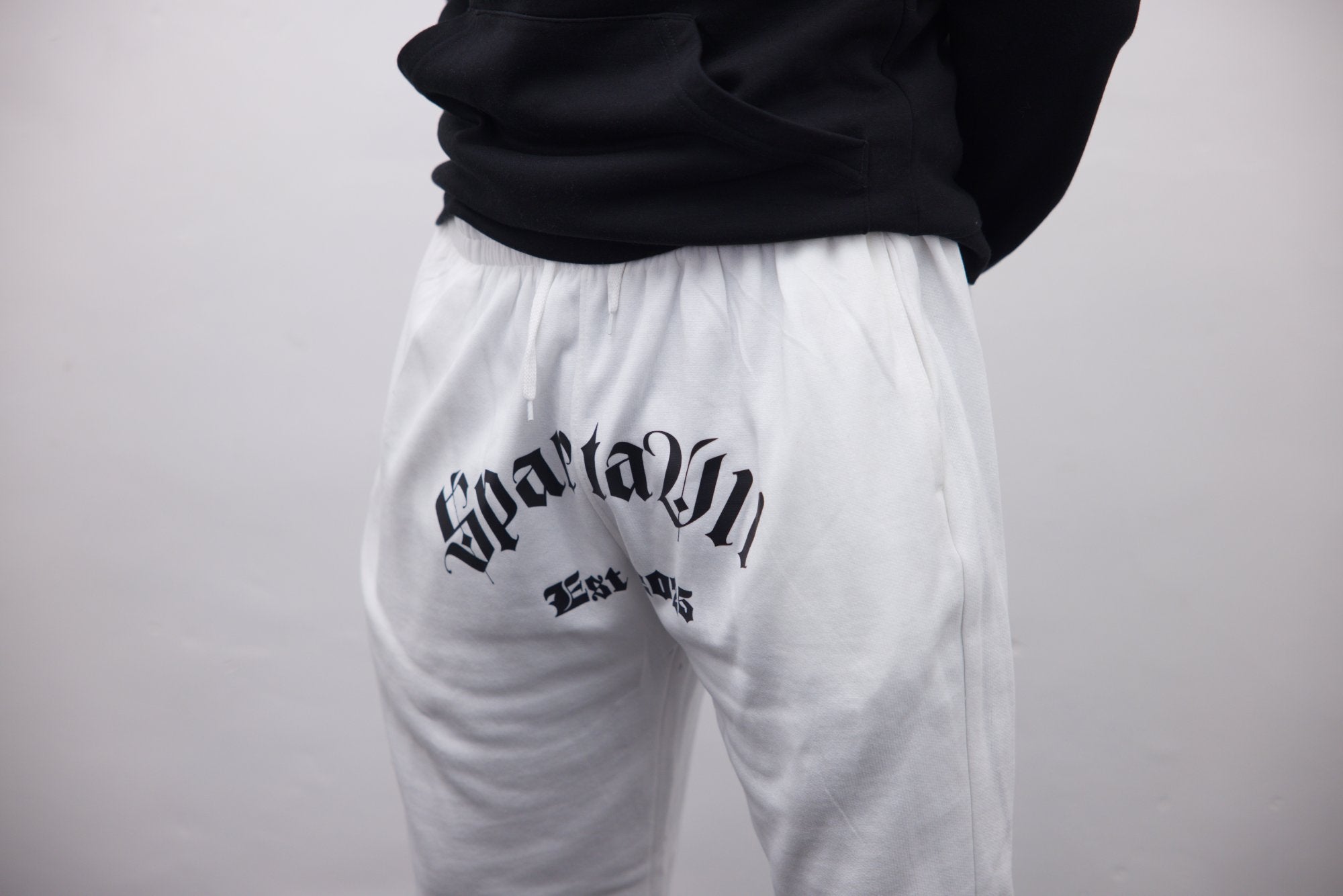 Joggers - White/Black Cross Print - SpartaV11
