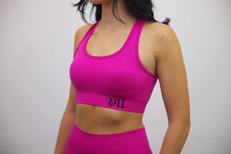 Longline Tank Sports Bra – Dark PinK/Black Embroidery - SpartaV11