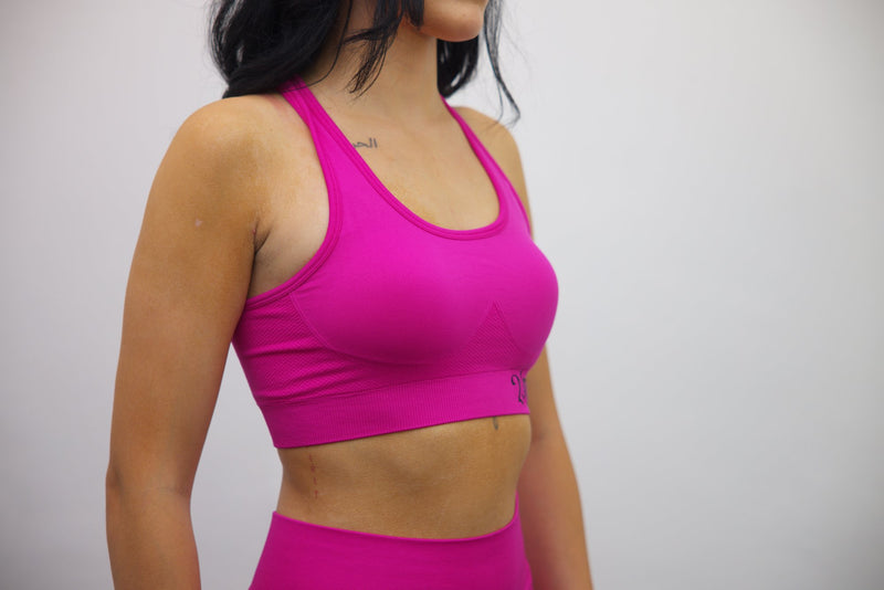 Longline Tank Sports Bra + Wrap High Waisted Legging - Darker Pink/Black Embroidery – Set - SpartaV11