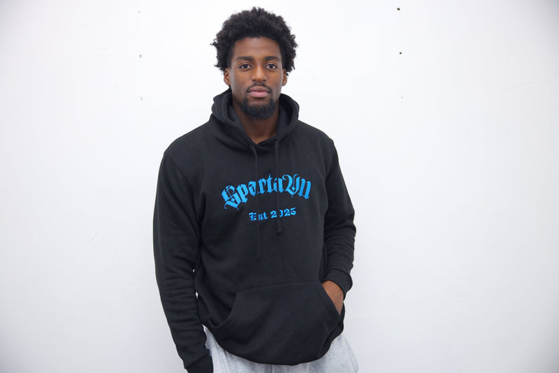 Hoodie - Black/Blue Embroidery - SpartaV11