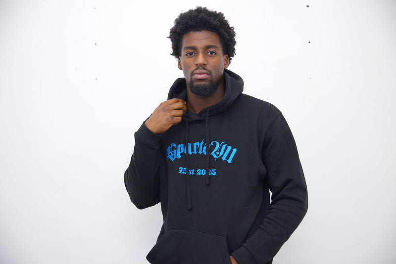 Hoodie - Black/Blue Embroidery - SpartaV11