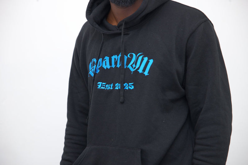 Hoodie - Black/Blue Embroidery - SpartaV11