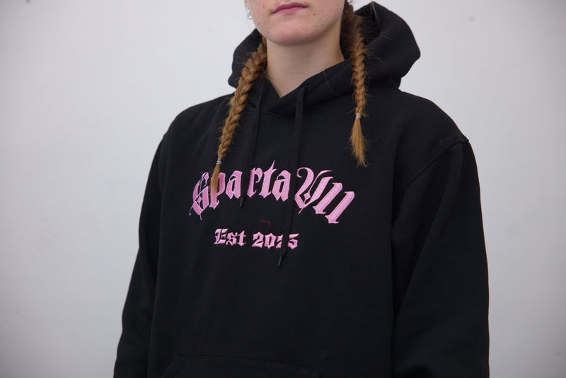 Hoodie - Black/Light Pink Embroidery - SpartaV11