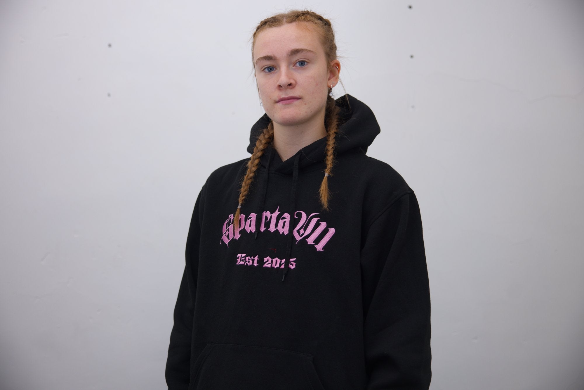 Hoodie - Black/Light Pink Embroidery