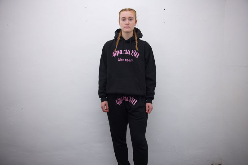 Hoodie - Black/Light Pink Embroidery - SpartaV11