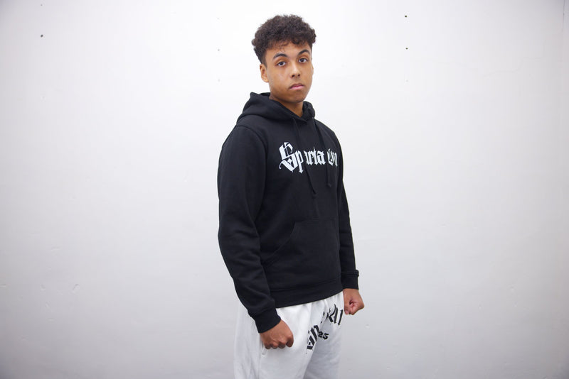 Hoodie - Black/White Print - SpartaV11