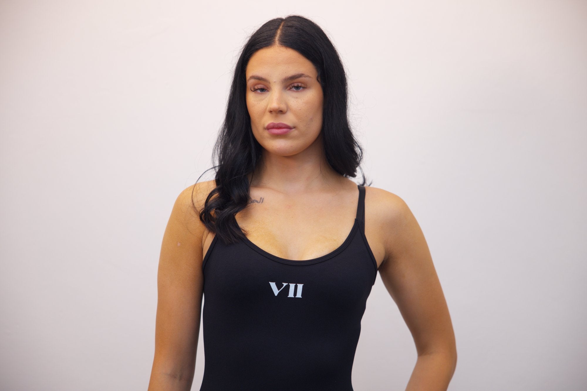 Black Sports One Piece Leotards With White V11 Print - SpartaV11