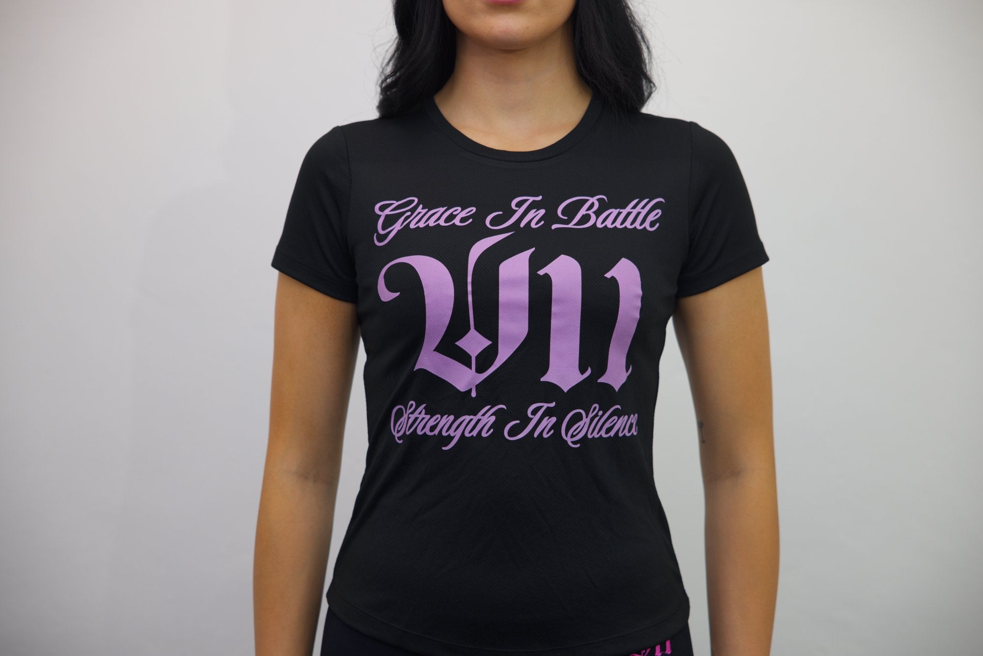 Black Tee-Shirt V11 Strength in Silence + Black Joggers Light Pink Sparta Print Set - SpartaV11