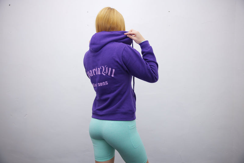 Purple Zip Hoodie With Light Pink Print - SpartaV11