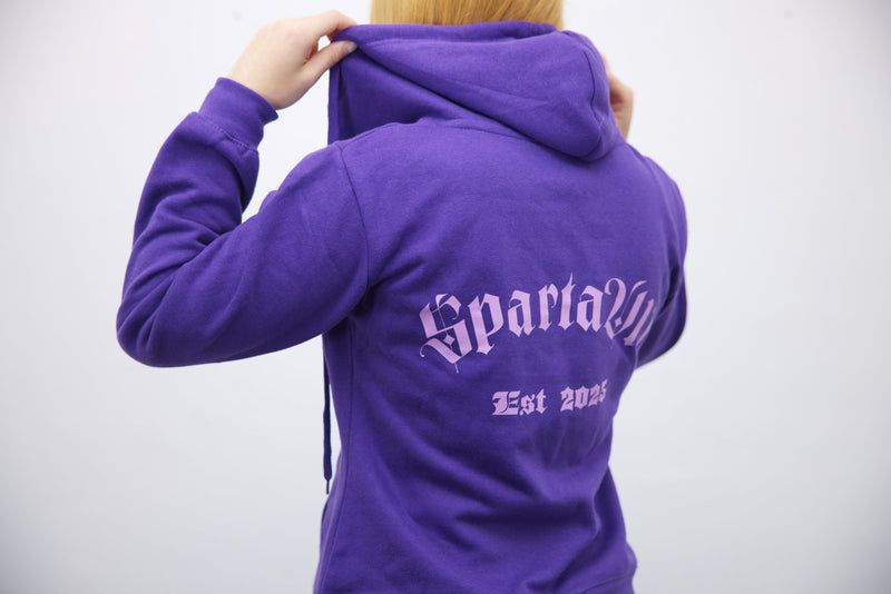 Purple Zip Hoodie With Light Pink Print - SpartaV11